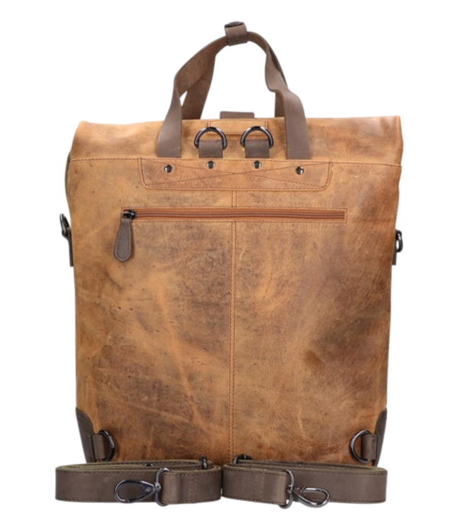 leren rolltop rugzak / laptoptas groot hipster serie canvas 15.6 inch