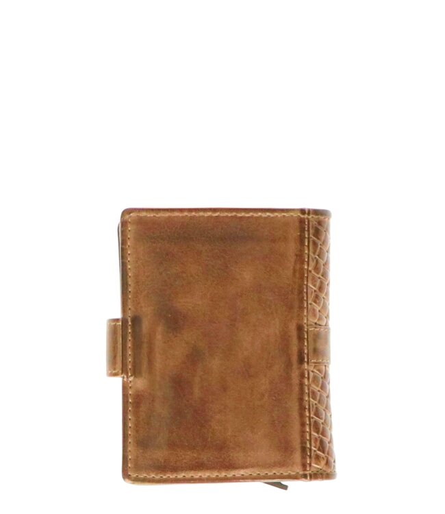 leren portemonnee  met drukknop en kaarthouder structuur