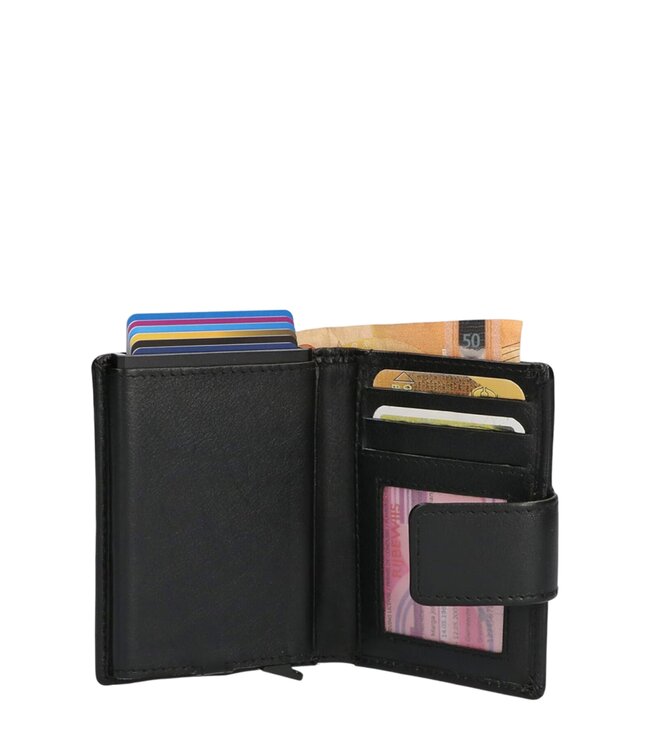 leren portemonnee  met drukknop en kaarthouder