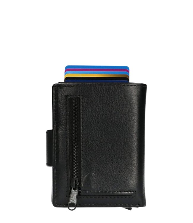 leren portemonnee  met drukknop en kaarthouder