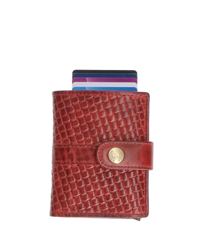 leren portemonnee  met drukknop en kaarthouder structuur