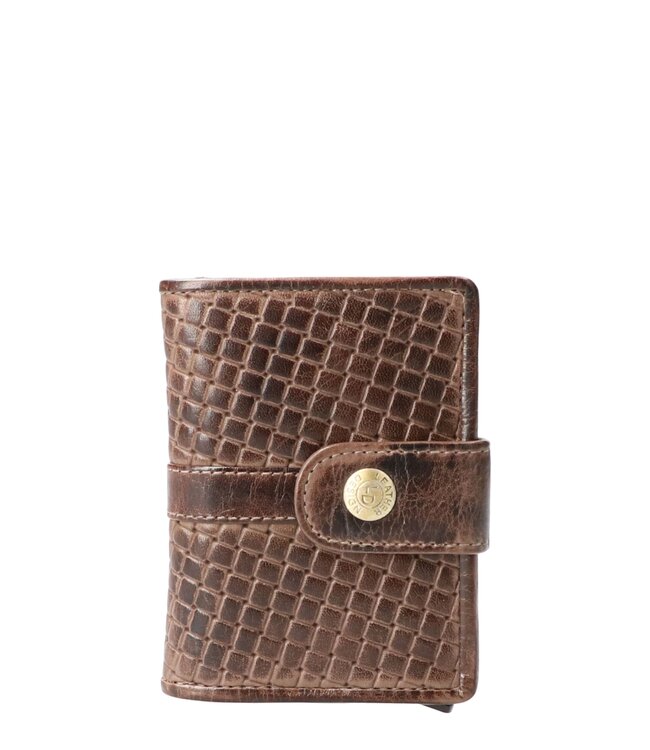 leren portemonnee  met drukknop en kaarthouder structuur