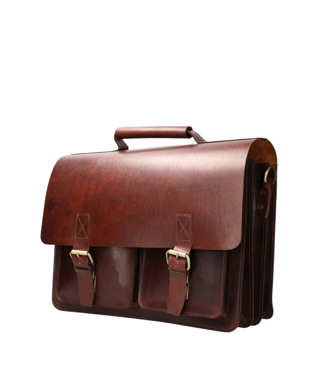 luxe werktas / laptoptas tuigleer 3 vaks