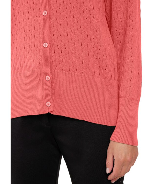 dames vest ajour breisel koraal- oranje