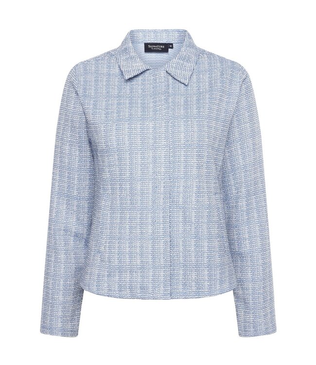 chique dames jasje gemeleerd blauw