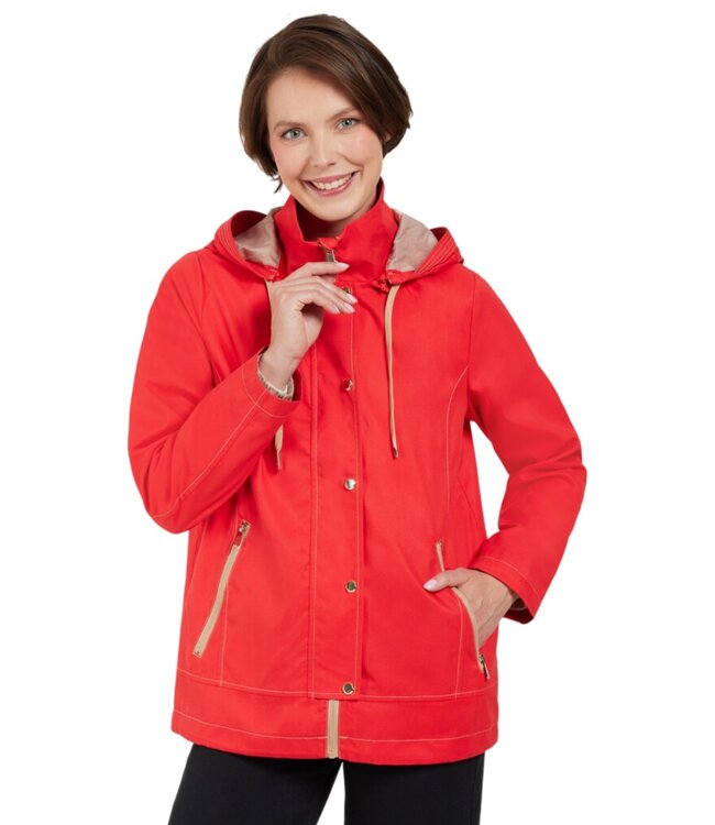 chique dames zomerjas met capuchon rood