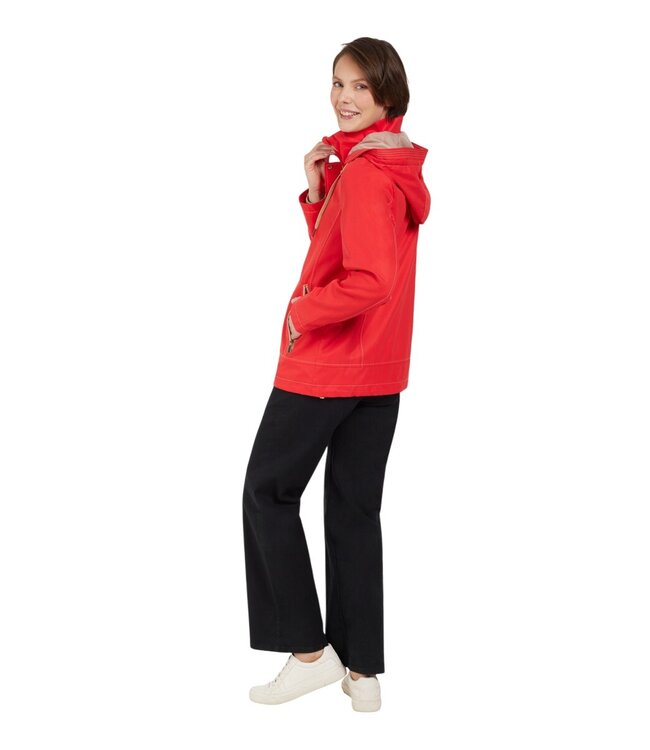 chique dames zomerjas met capuchon rood