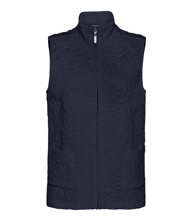 dames gilet met ritssluiting en patroon marine