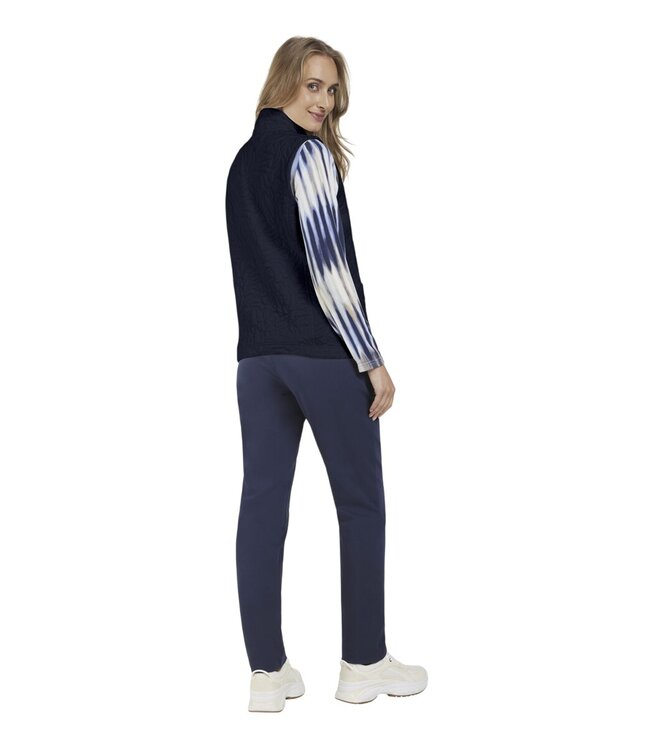 dames gilet met ritssluiting en patroon marine