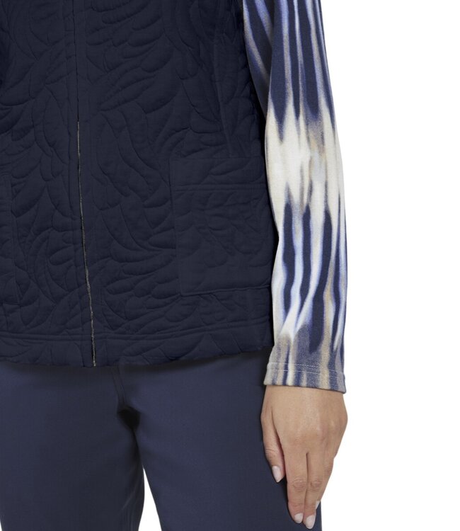 dames gilet met ritssluiting en patroon marine