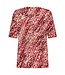 dames t-shirt fantasyprint en plooitjes rood