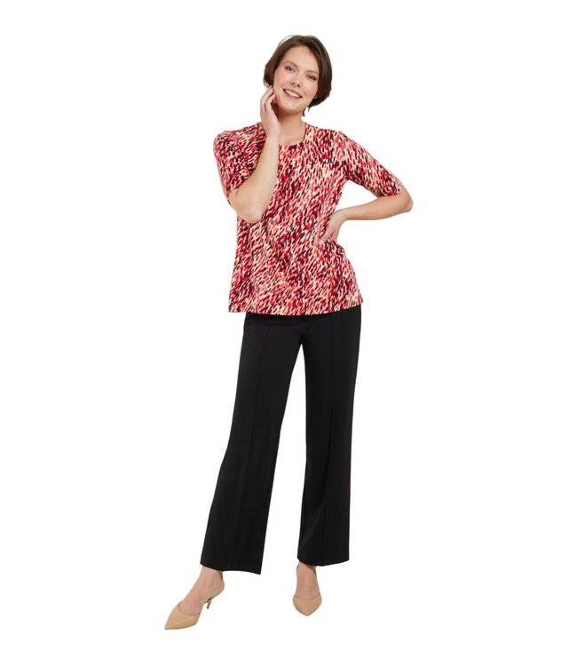 dames t- shirt fantasy- print en plooitjes rood