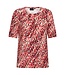 dames t-shirt fantasyprint en plooitjes rood