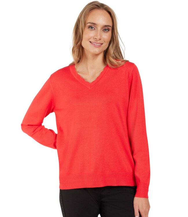 dames pullover sier hals rood