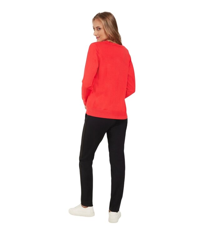 dames pullover sier hals rood