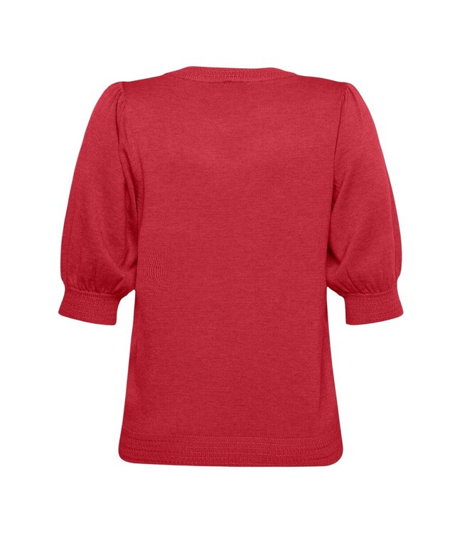 effen dames pullover pof- mouwtje rood Jensen