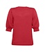effen dames pullover pof- mouwtje rood Jensen