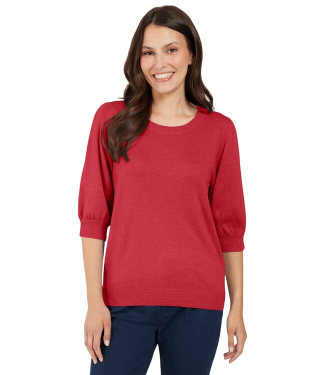 effen dames pullover pof- mouwtje rood Jensen