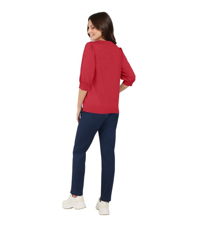 effen dames pullover pof- mouwtje rood Jensen