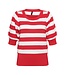 gestreepte dames pullover pof- mouwtje rood- wit