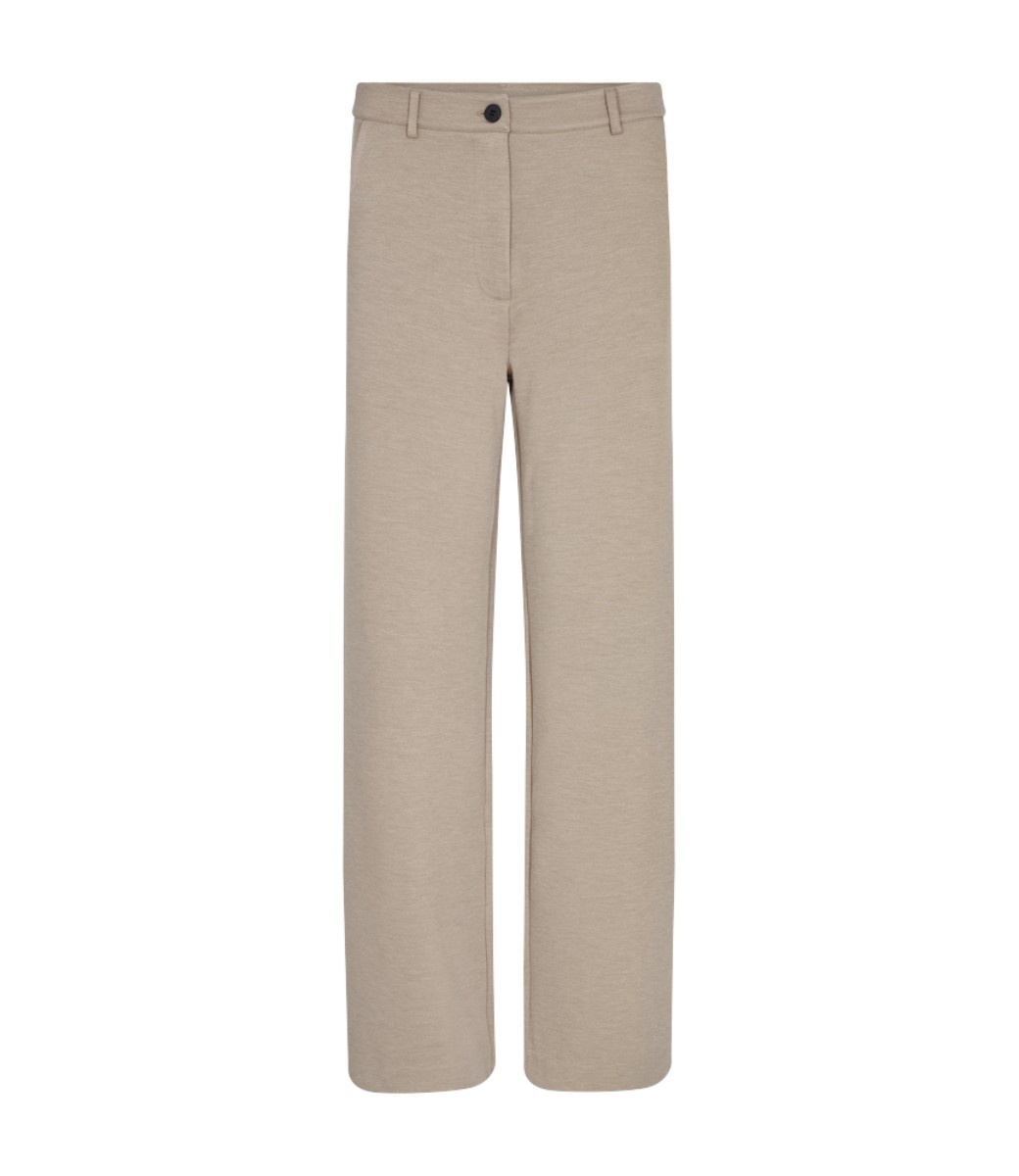 Damesbroek met hoge taille, rechte pijpen, elastische knopen, zakelijke