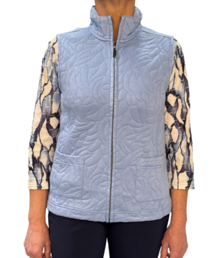 Signature dames gilet met ritssluiting en patroon blauw