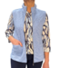 dames gilet met ritssluiting en patroon blauw