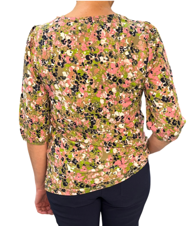 dames t-shirt paint-print groen Jensen