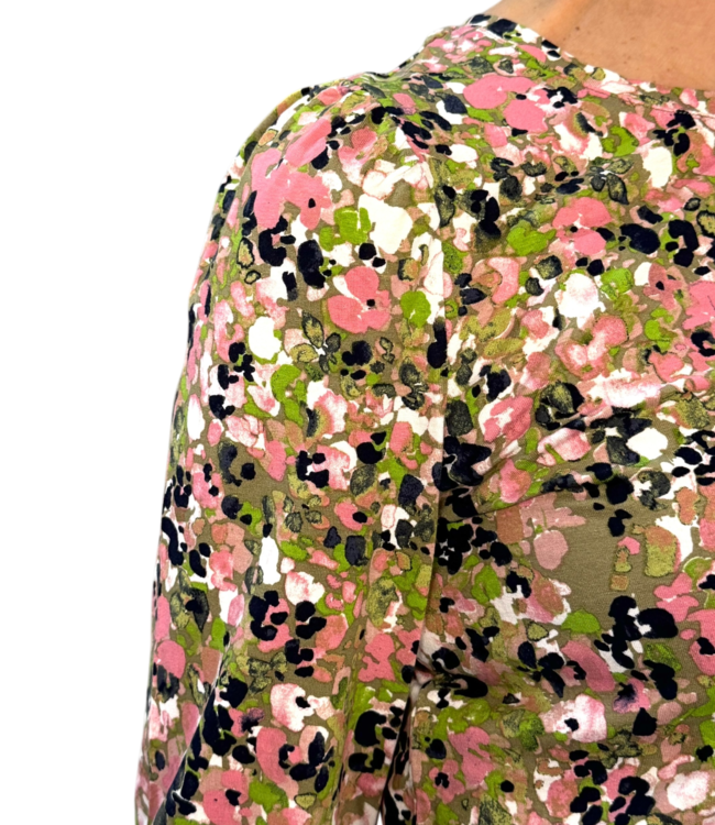 dames t-shirt paint-print groen Jensen