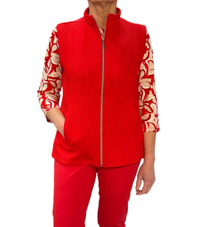 dames gilet met structuur rood