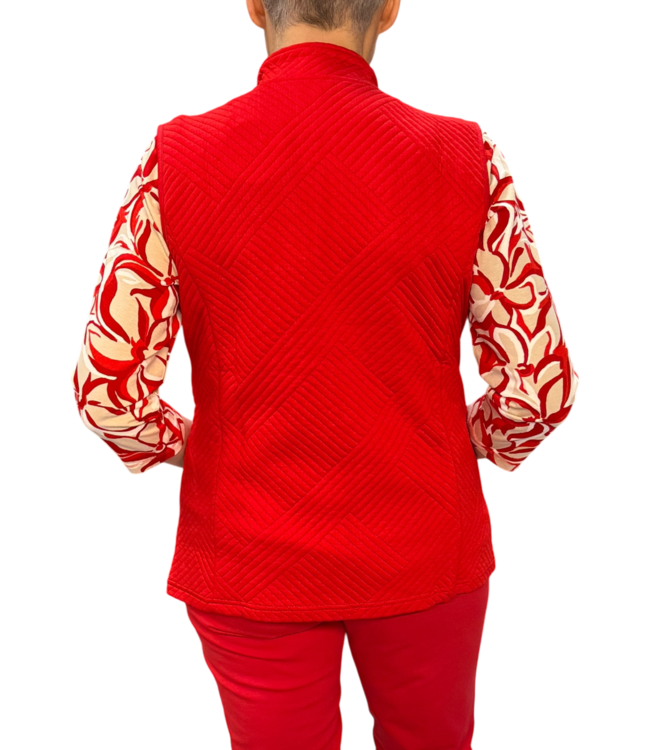 dames gilet met structuur rood
