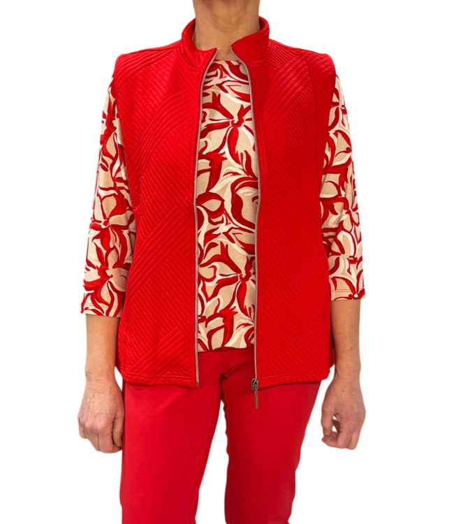 dames gilet met structuur rood