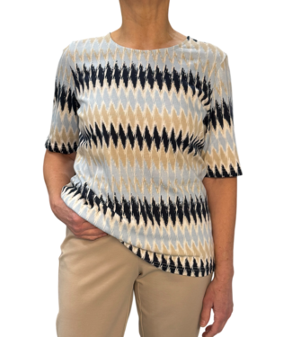 Navigazione dames t- shirt zigzag patroon blauw