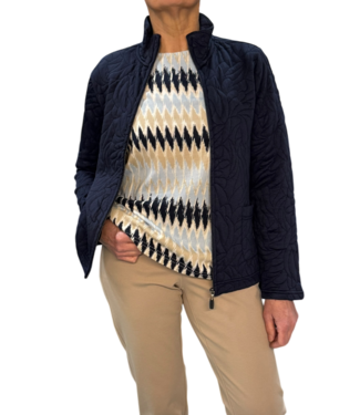 Signature chique dames jasje ritssluiting patroon marine