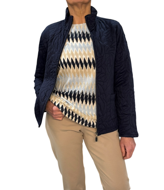 chique dames jasje ritssluiting patroon marine