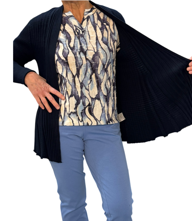 open dames vest plissé "Claudisse" marine FreeQuent