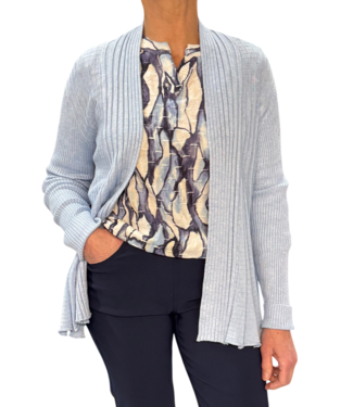 FreeQuent open dames vest plissé "Claudisse" babyblauw