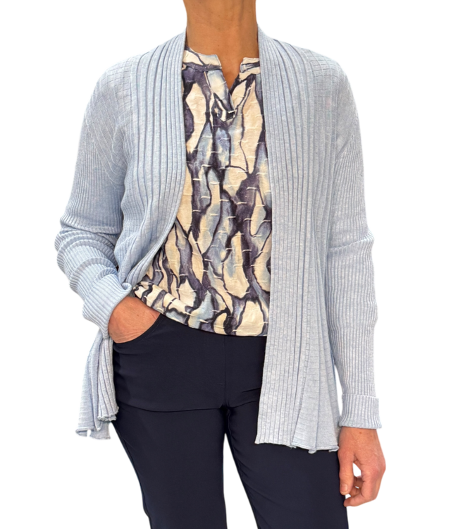 open dames vest plissé "Claudisse" babyblauw