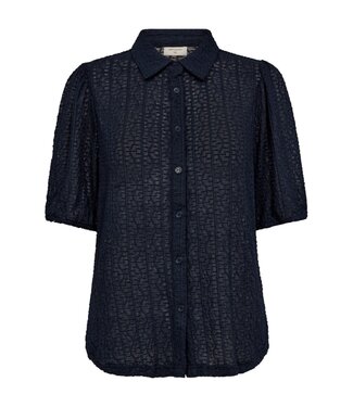 FreeQuent dames blouse met knopen en structuur "Trina" marine