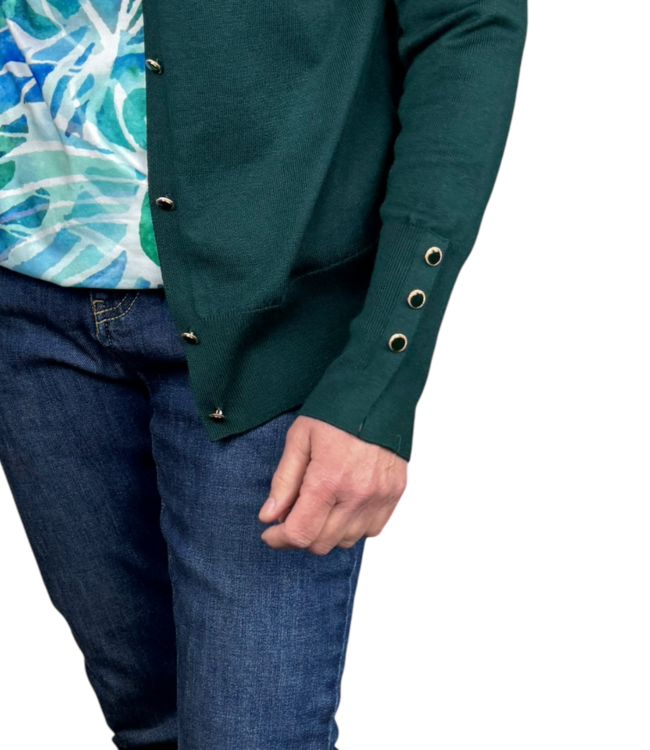 chique dames vest met knopen groen