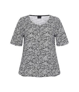 Brandtex. blouson cirkel patroon zwart en wit Brandtex