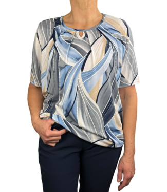 BLAUW blouson met print grijs- blauw