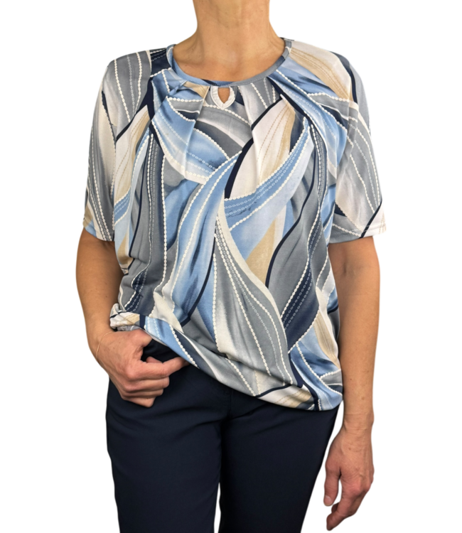blouson met print grijs- blauw
