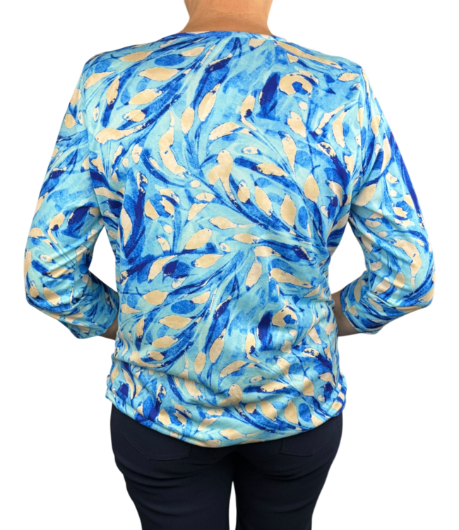 blouson fantasy print blauw- beige