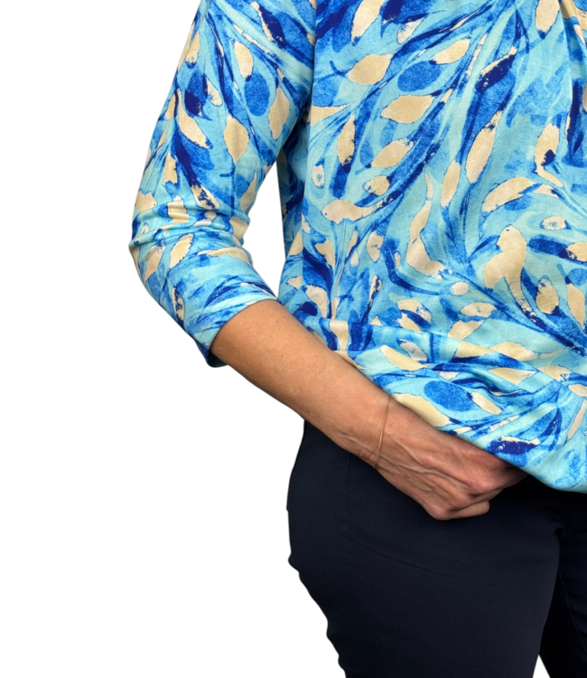 blouson fantasy print blauw- beige