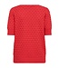 dames pullover structuur en korte mouw Dodo rood
