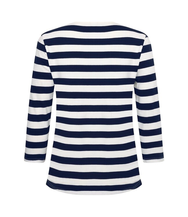 gestreept dames t- shirt katoen marine- wit