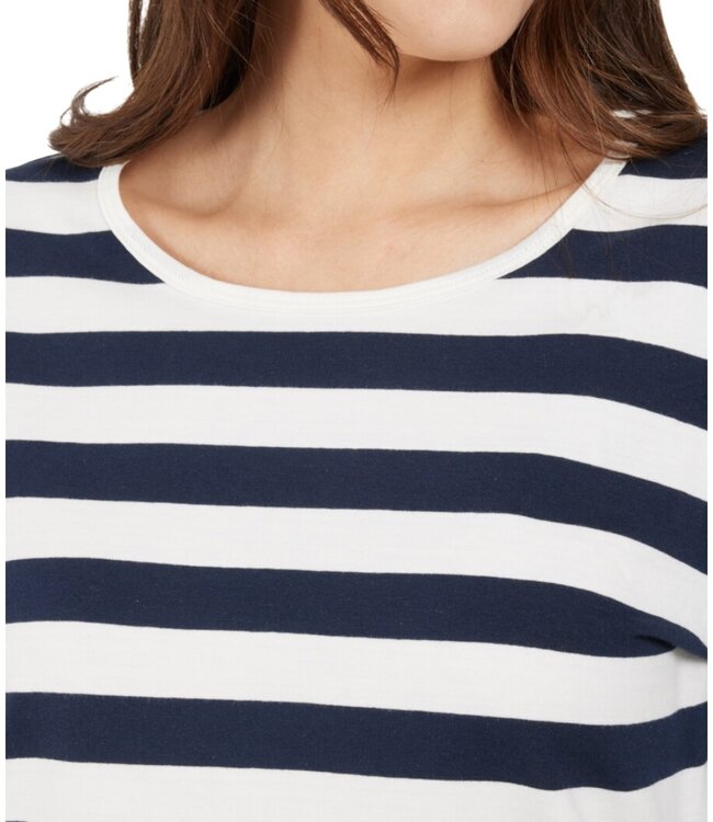 gestreept dames t- shirt katoen marine- wit