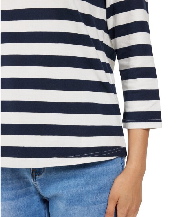gestreept dames t- shirt katoen marine- wit