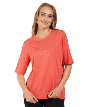 Signature chique dames t-shirt met pareltjes meloen